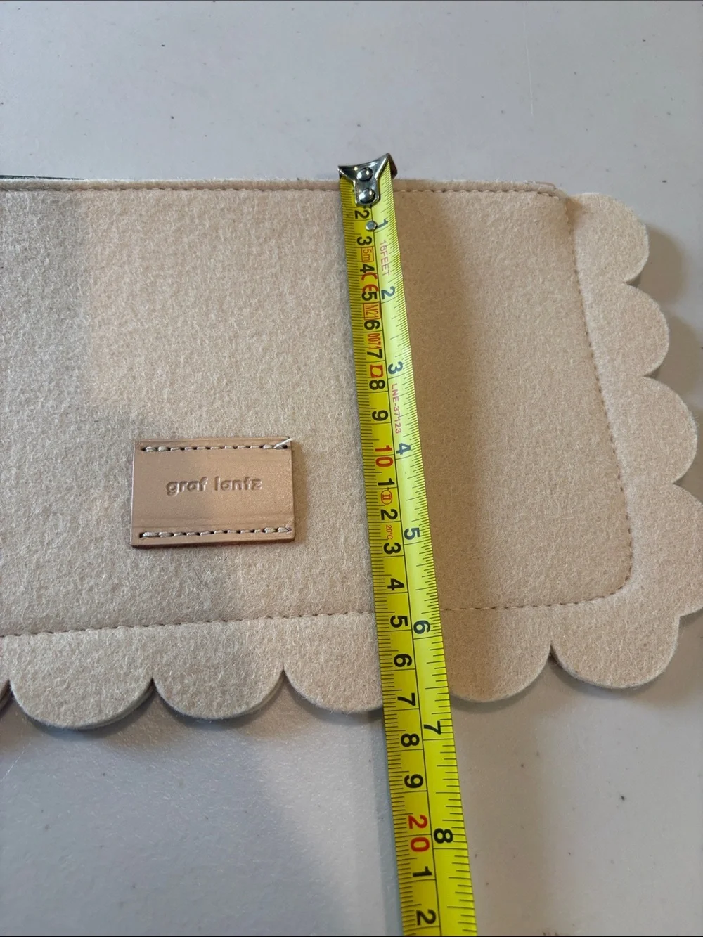 Graf Lantz - Deco Edge merino wool pouch, clutch, wristlet, handbag. Cream. NWOT